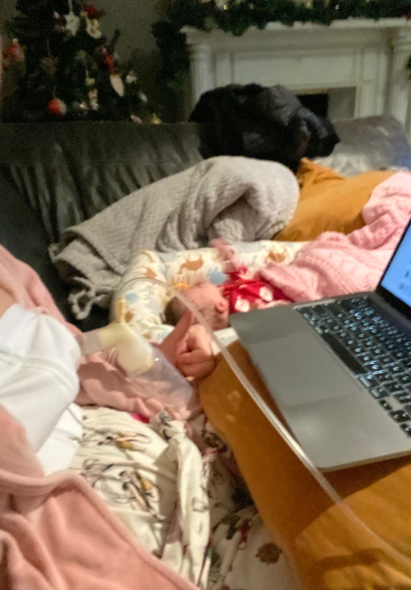 Seven weeks postpartum, pitching and pumping.